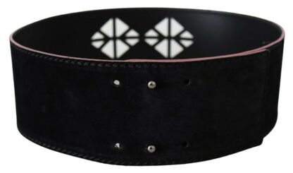 Costume National - Elegant Wide Leather Fashion Belt with Metal Accents