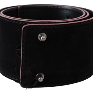 GF Ferre - Elegant Black Leather Fashion Belt with Gold-Tone Buckle