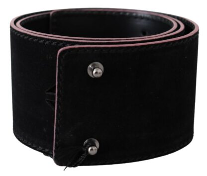 Costume National - Elegant Wide Leather Fashion Belt with Metal Accents