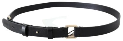 GF Ferre - Elegant Black Leather Fashion Belt with Gold-Tone Buckle