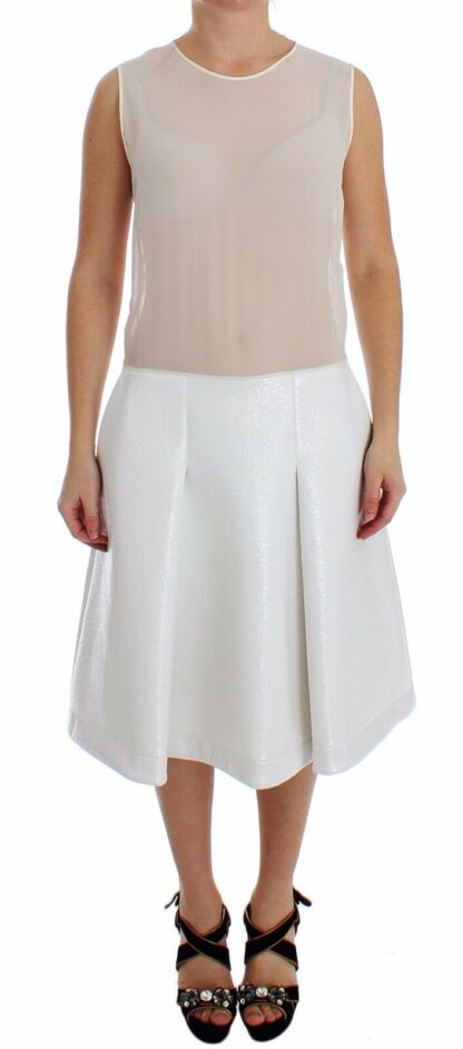 Koonhor - Elegant White Silk-Wool Blend Tank Dress