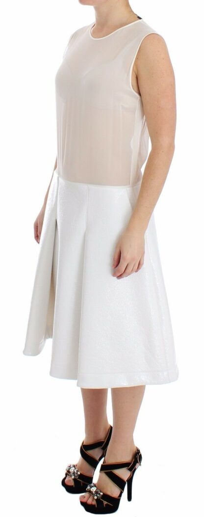 Koonhor - Elegant White Silk-Wool Blend Tank Dress