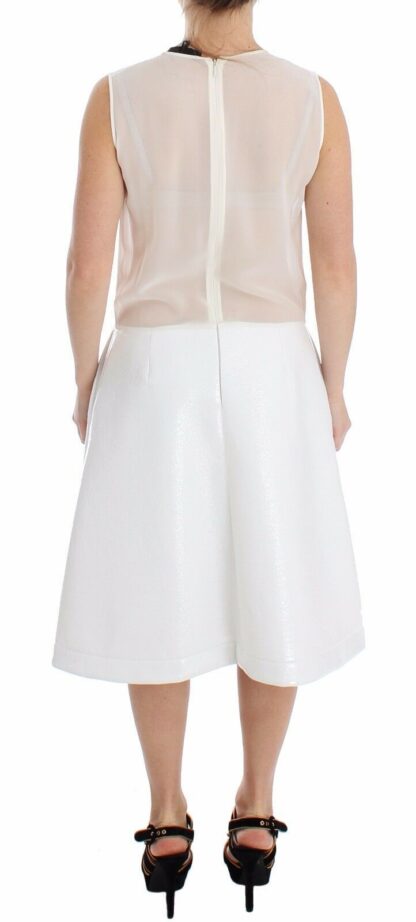 Koonhor - Elegant White Silk-Wool Blend Tank Dress