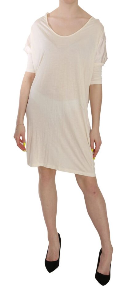 Costume National - Chic Cream A-Line Elbow Sleeve Dress