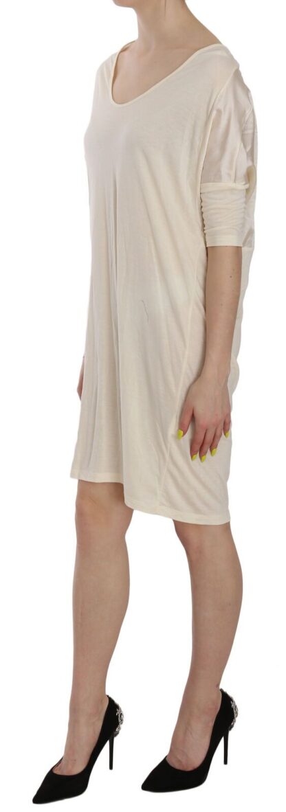 Costume National - Chic Cream A-Line Elbow Sleeve Dress