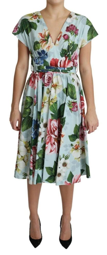 Dolce & Gabbana - Floral Elegance V-Neck Cotton Dress