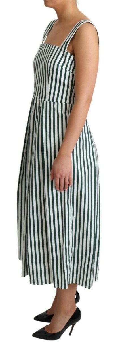 Dolce & Gabbana - Chic Sleeveless A-Line Dress in White & Green