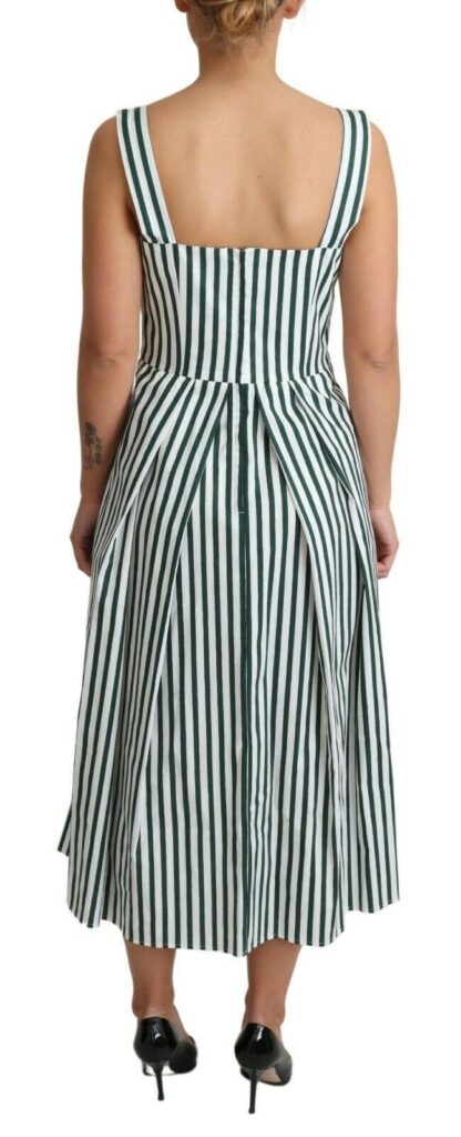 Dolce & Gabbana - Chic Sleeveless A-Line Dress in White & Green