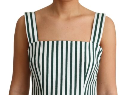 Dolce & Gabbana - Chic Sleeveless A-Line Dress in White & Green