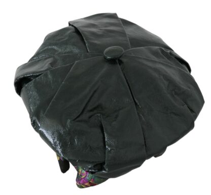 Dolce & Gabbana - Elegant Black Beret Cap with Floral Lining