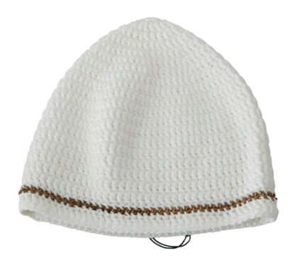 Ermanno Scervino - Chic White Beanie with Metal Chain Detail