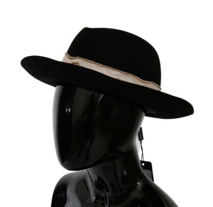 Dolce & Gabbana - Elegant Black Lapin Wide Brim Panama Hat