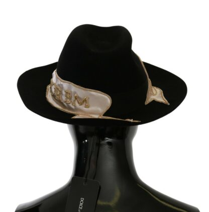 Dolce & Gabbana - Elegant Black Lapin Wide Brim Panama Hat