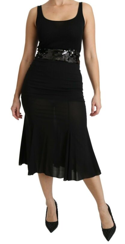 Dolce & Gabbana - Chic High Waist Black Silk Blend Skirt