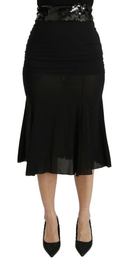 Dolce & Gabbana - Chic High Waist Black Silk Blend Skirt