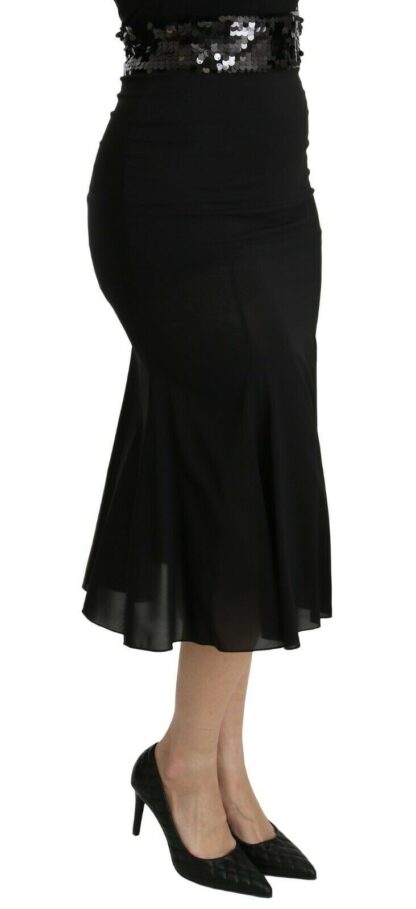 Dolce & Gabbana - Chic High Waist Black Silk Blend Skirt