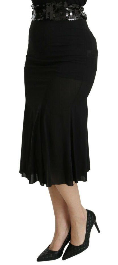 Dolce & Gabbana - Chic High Waist Black Silk Blend Skirt