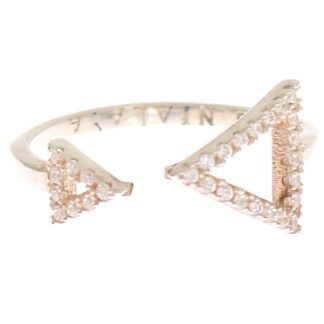 Nialaya - Chic Pink Crystal-Encrusted Silver Ring