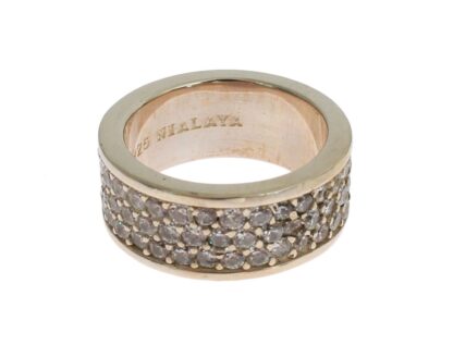 Nialaya - Glamorous Silver CZ Crystal Embellished Ring