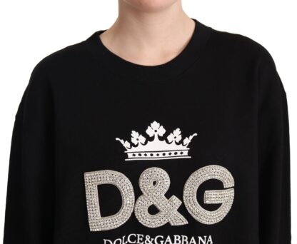 Dolce & Gabbana - Elegant Black Crystal Logo Sweatshirt