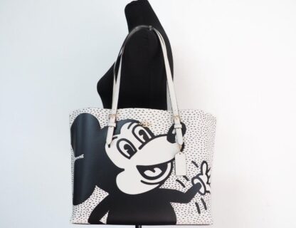 COACH - (C6978) Mickey Mouse X Keith Haring Mollie Large Leather Shoulder Tote Bag