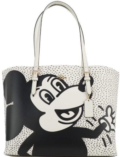 COACH - (C6978) Mickey Mouse X Keith Haring Mollie Large Leather Shoulder Tote Bag