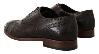 Dolce & Gabbana - Elegant Brown Leather Derby Brogue Formal Shoes