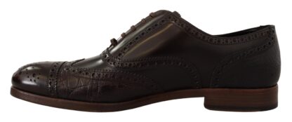 Dolce & Gabbana - Elegant Brown Leather Derby Brogue Formal Shoes