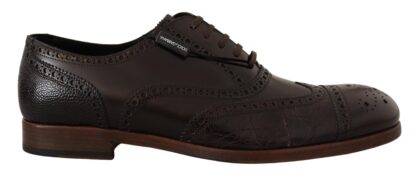 Dolce & Gabbana - Elegant Brown Leather Derby Brogue Formal Shoes