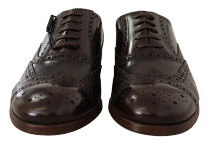 Dolce & Gabbana - Elegant Brown Leather Derby Brogue Formal Shoes