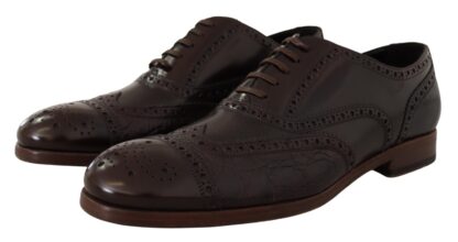 Dolce & Gabbana - Elegant Brown Leather Derby Brogue Formal Shoes