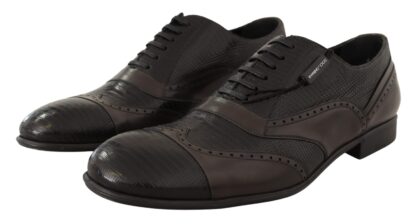 Dolce & Gabbana - Elegant Brown Lizard Leather Oxford Shoes