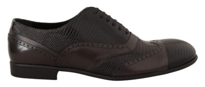 Dolce & Gabbana - Elegant Brown Lizard Leather Oxford Shoes