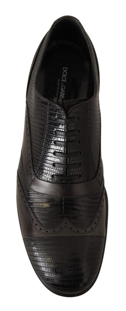 Dolce & Gabbana - Elegant Brown Lizard Leather Oxford Shoes