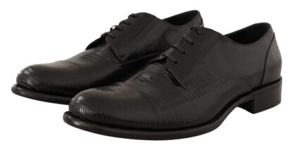 Dolce & Gabbana - Elegant Black Lizard Skin Derby Shoes