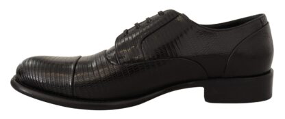 Dolce & Gabbana - Elegant Black Lizard Skin Derby Shoes