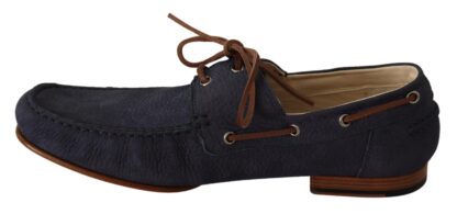 Dolce & Gabbana - Elegant Blue & Brown Leather Boat Shoes