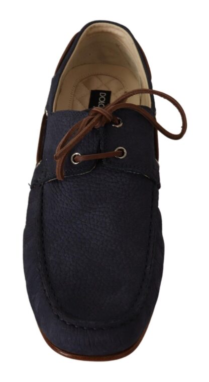 Dolce & Gabbana - Elegant Blue & Brown Leather Boat Shoes