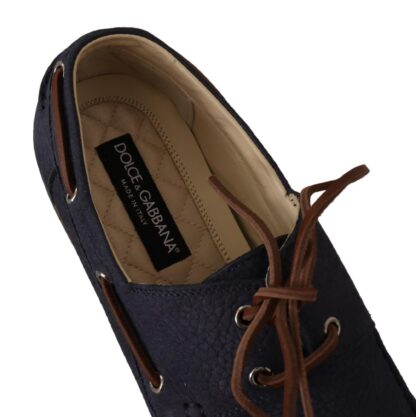 Dolce & Gabbana - Elegant Blue & Brown Leather Boat Shoes