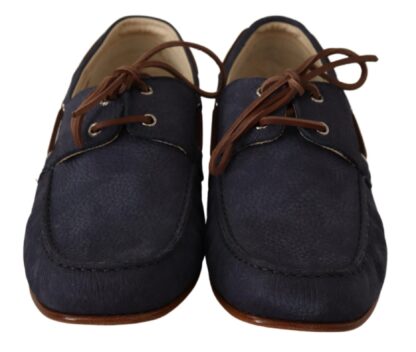 Dolce & Gabbana - Elegant Blue & Brown Leather Boat Shoes