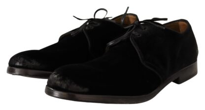 Dolce & Gabbana - Elegant Black Velvet Derby Shoes