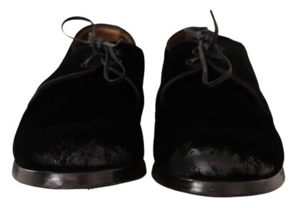 Dolce & Gabbana - Elegant Black Velvet Derby Shoes