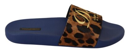 Dolce & Gabbana - Chic Leopard Print Logo Embroidered Slides