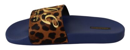 Dolce & Gabbana - Chic Leopard Print Logo Embroidered Slides