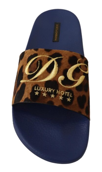 Dolce & Gabbana - Chic Leopard Print Logo Embroidered Slides