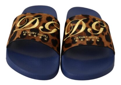 Dolce & Gabbana - Chic Leopard Print Logo Embroidered Slides