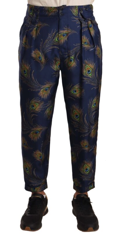 Dolce & Gabbana - Exquisite Peacock Print Silk Trousers