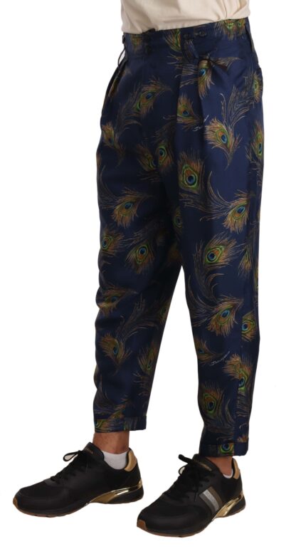 Dolce & Gabbana - Exquisite Peacock Print Silk Trousers