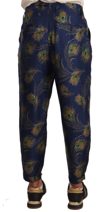 Dolce & Gabbana - Exquisite Peacock Print Silk Trousers