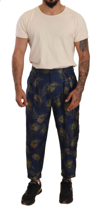 Dolce & Gabbana - Exquisite Peacock Print Silk Trousers